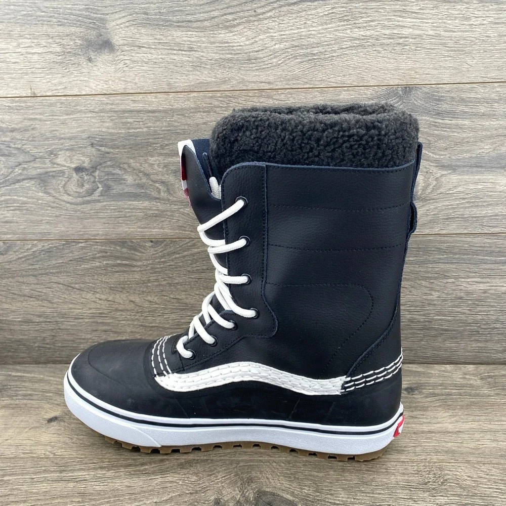 Vans Standard Snow MTE Men 10 Black White Leather Winter Snow Boots Duck Boot